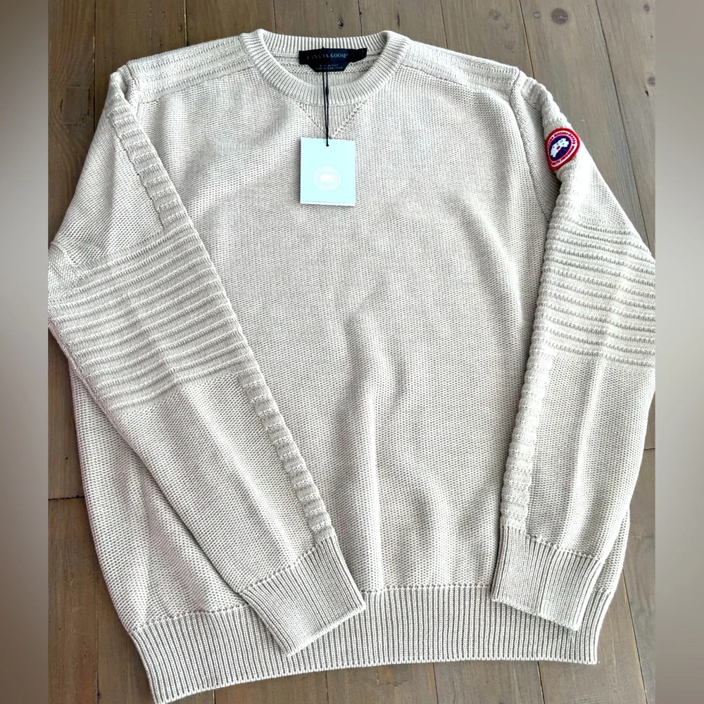 šSOLD Canada Goose Mens Paterson merino wool sweater in tan heather XL NWT - Picture 3 of 7
